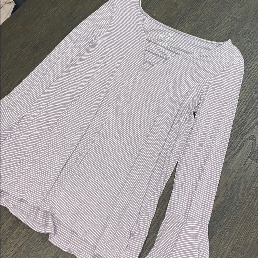 Striped Long Sleeve Top w/ Bell Sleeves